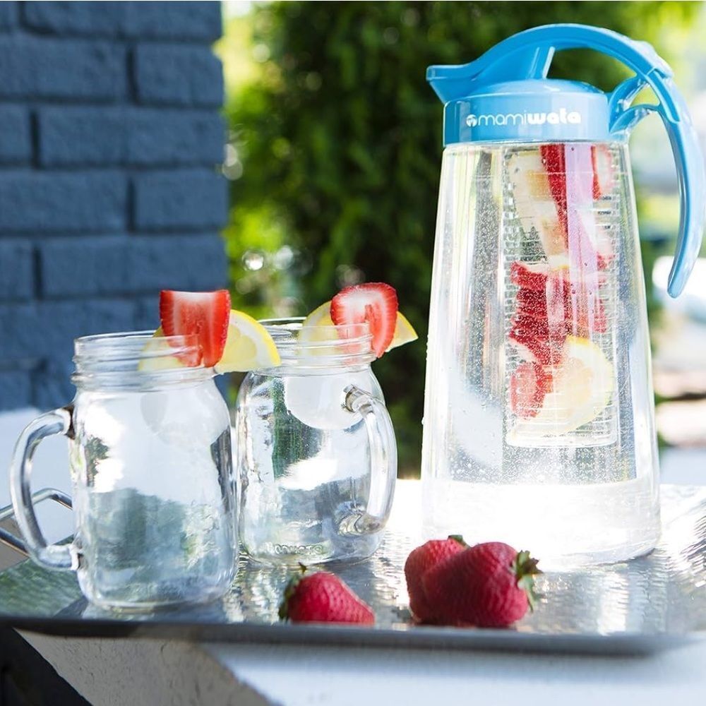 MAMI WATA, Fruit Infusion Water Pitcher, 2 Liter, Blue